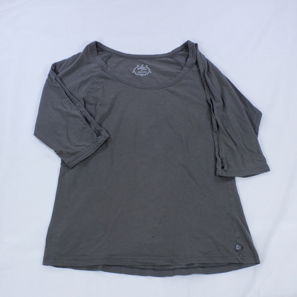 Prana Women's Gray 3/4-Sleeve T-Shirt - Casual Scoop-Neck Top, Size M